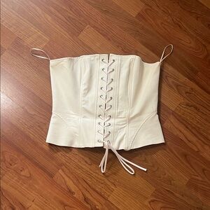 Zara Cream Lace-Up Corset Blouse